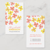 甘いピンクのデイジーポップ・アートの夏の花お洒落 名刺 (正面/裏面)