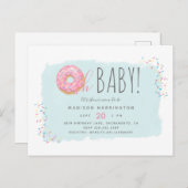 甘いピンクのドーナツ振りモダン掛けOh赤ちゃんシャワー インビテーションポストカード (正面/裏面)