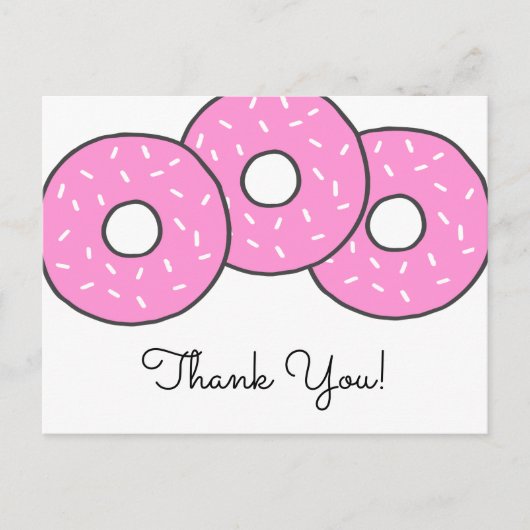 甘いピンクのドーナツ赤ちゃんシャワー散水ありがとう インビテーションポストカード (正面)
