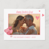 甘いピンクのハート写真とメッセージ シーズンポストカード (正面)