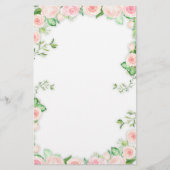 甘いピンクのバラのボーダーを絵を描くこと 便箋 (正面)