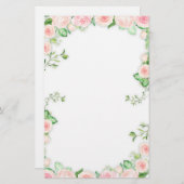 甘いピンクのバラのボーダーを絵を描くこと 便箋 (正面/裏面)