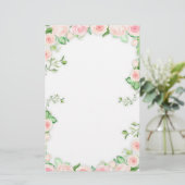 甘いピンクのバラのボーダーを絵を描くこと 便箋 (スタンド正面)