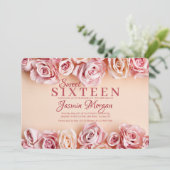 甘いピンクのバラの招待状 招待状 (スタンド正面)