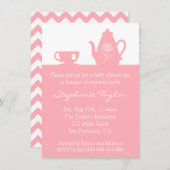 甘いピンクのベビーシャワー、あるお母さんのためのお茶会 招待状 (正面/裏面)