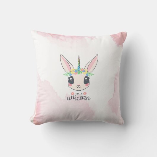 甘いピンクのユニコーン クッション (正面)