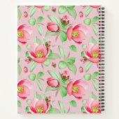 甘いピンクのリンゴの花のフローラとモノグラム ノートブック (裏面)