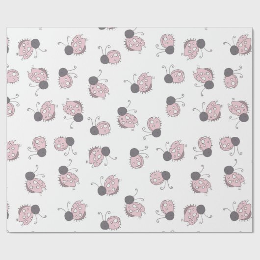 甘いピンクのレディーバグ赤ちゃんシャワー ラッピングペーパー (フラット)