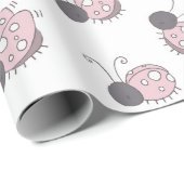 甘いピンクのレディーバグ赤ちゃんシャワー ラッピングペーパー (ロールコーナー)