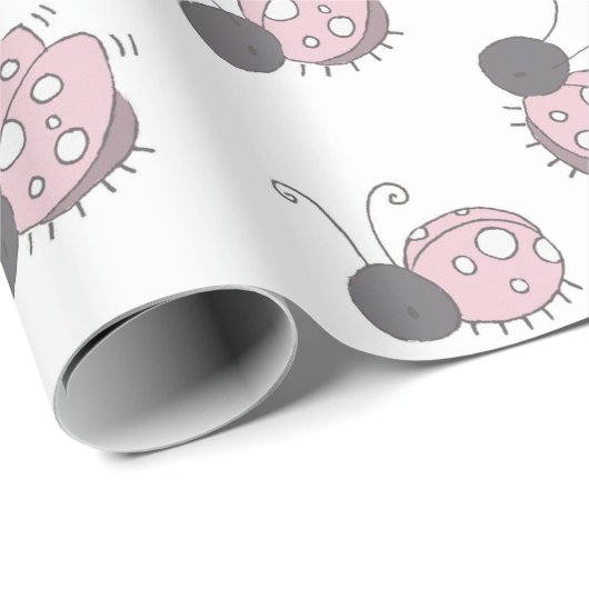 甘いピンクのレディーバグ赤ちゃんシャワー ラッピングペーパー (ロールコーナー)