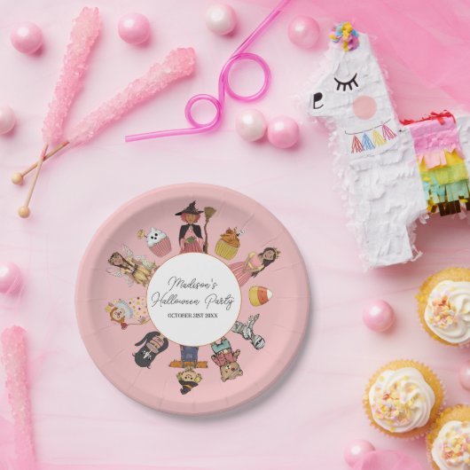 甘いピンクの不気味ハロウィーンの衣装パーティー ペーパープレート (パーティー)