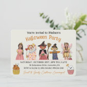 甘いピンクの不気味ハロウィーンの衣装パーティー 招待状 (スタンド正面)