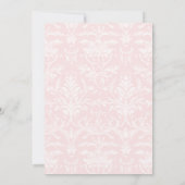 甘いピンクの弓ボホコケットベビーガールシャワー 招待状 (裏面)