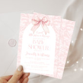 甘いピンクの弓ボホコケットベビーガールシャワー 招待状