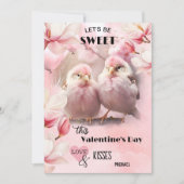 甘いピンクの愛の鳥チョコレートバレンタインデー シーズンカード (正面)