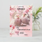 甘いピンクの愛の鳥チョコレートバレンタインデー シーズンカード (スタンド正面)