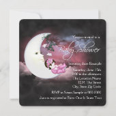 甘いピンクの月の赤ちゃんシャワー 招待状 (裏面)