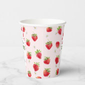甘いピンクの水の色のストロベリーファースト誕生日 紙コップ (右)