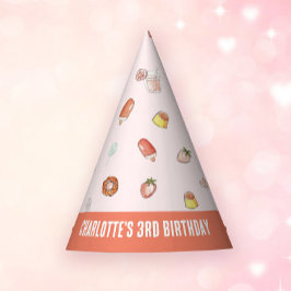 甘いピンクの水の色のデザート子供の誕生日 パーティーハット