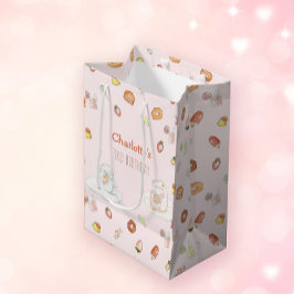 甘いピンクの水の色のデザート子供の誕生日 ミディアムペーパーバッグ