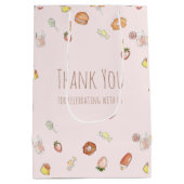 甘いピンクの水の色のデザート子供の誕生日 ミディアムペーパーバッグ (裏面)