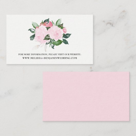 甘いピンクの水の色のバラ結婚ズのWebサイトカード エンクロージャーカード (正面/裏面)