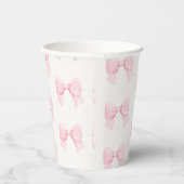 甘いピンクの水の色の水玉模様ボウ赤ちゃんシャワー 紙コップ (右)