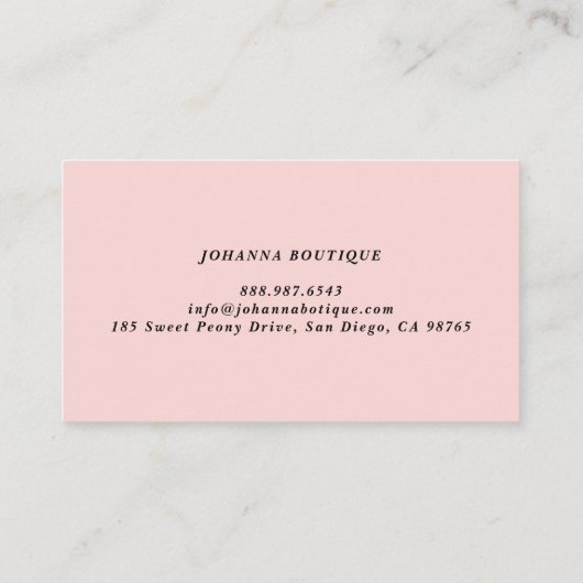 甘いピンクの水の色の牡丹フローラモノグラム 名刺 (裏面)