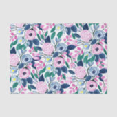 甘いピンクの海軍の花の水色パターン 薄葉紙 (正面)