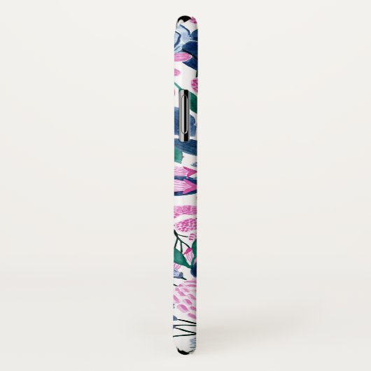 甘いピンクの海軍の花の水色パターン Case-Mate iPhoneケース (裏面/右)