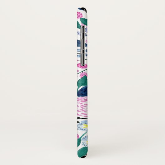 甘いピンクの海軍の花の水色パターン Case-Mate iPhoneケース (裏面/左)