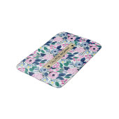 甘いピンクの海軍の花の水色金ゴールドモノグラム バスマット (アングル)