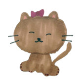 甘いピンクの猫マンガかわいい子猫誕生日 カード