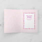 甘いピンクの猫マンガかわいい子猫誕生日 カード (内部)