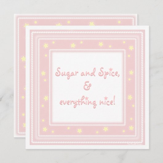 甘いピンクの砂糖及びスパイスのベビーシャワーの招待状 招待状 (正面/裏面)