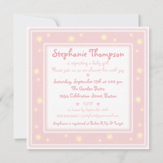 甘いピンクの砂糖及びスパイスのベビーシャワーの招待状 招待状 (裏面)