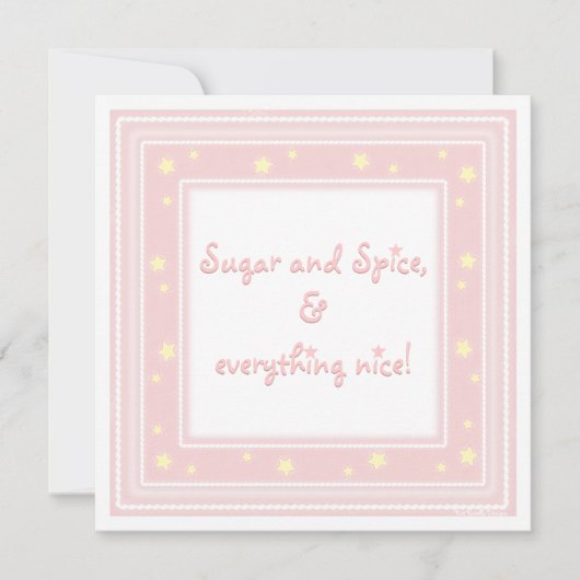 甘いピンクの砂糖及びスパイスのベビーシャワーの招待状 招待状 (正面)