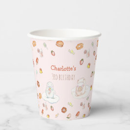 甘いピンクの羊のデザートの水の色の子供の誕生日 紙コップ