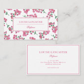 甘いピンクの花の花柄 名刺 (正面/裏面)