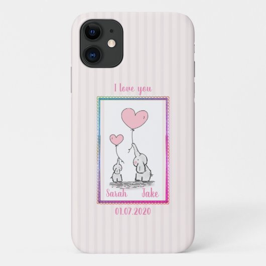 甘いピンクの象のカップル Case-Mate iPhoneケース (裏面)
