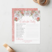 甘いピンクの開花ピンクの女の子シャワーがベビーを願う ノートカード (正面/裏面インサイチュ)