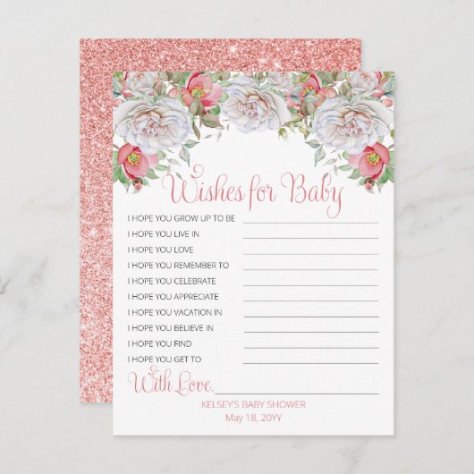 甘いピンクの開花ピンクの女の子シャワーがベビーを願う ノートカード (正面/裏面)