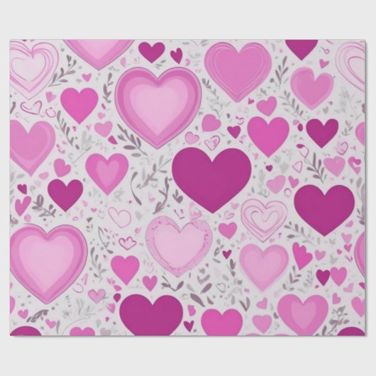 甘いピンクの魅力的ハート柄 ラッピングペーパー (フラット)