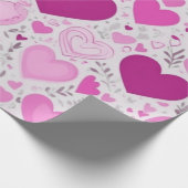 甘いピンクの魅力的ハート柄 ラッピングペーパー (角)
