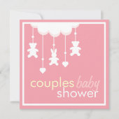 甘いピンクはベビーシャワーの招待状をつなぎます 招待状 (正面)