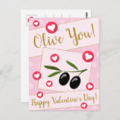 甘いピンクオリーブ愛するフードバレンタインデー ポストカード (正面/裏面)