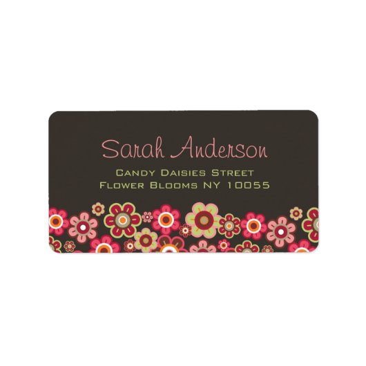 甘いピンクキャンディデイジー花パタガーリーーンおもしろい ラベル (正面)