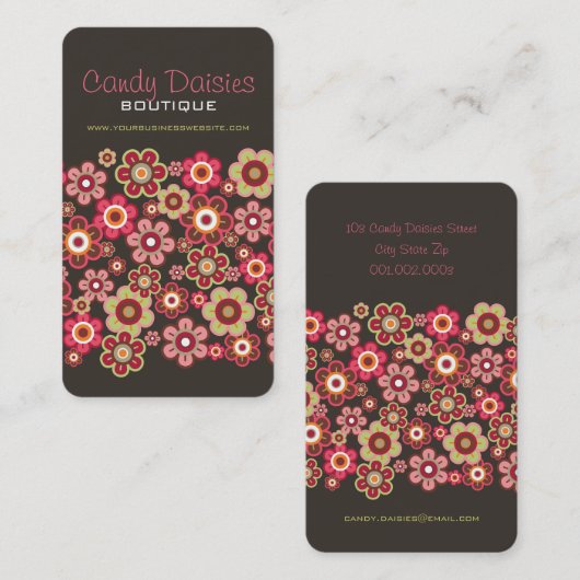 甘いピンクキャンデーのデイジーの花の名刺 名刺 (正面/裏面)