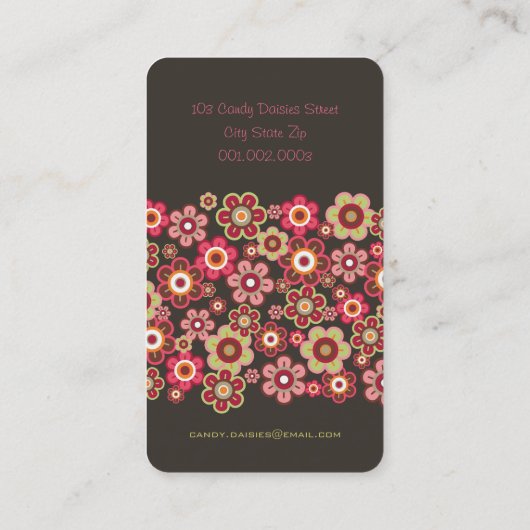 甘いピンクキャンデーのデイジーの花の名刺 名刺 (裏面)