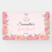 甘いピンクバニーBoho水の色の女の子ベビーシャワー 横断幕 (横)